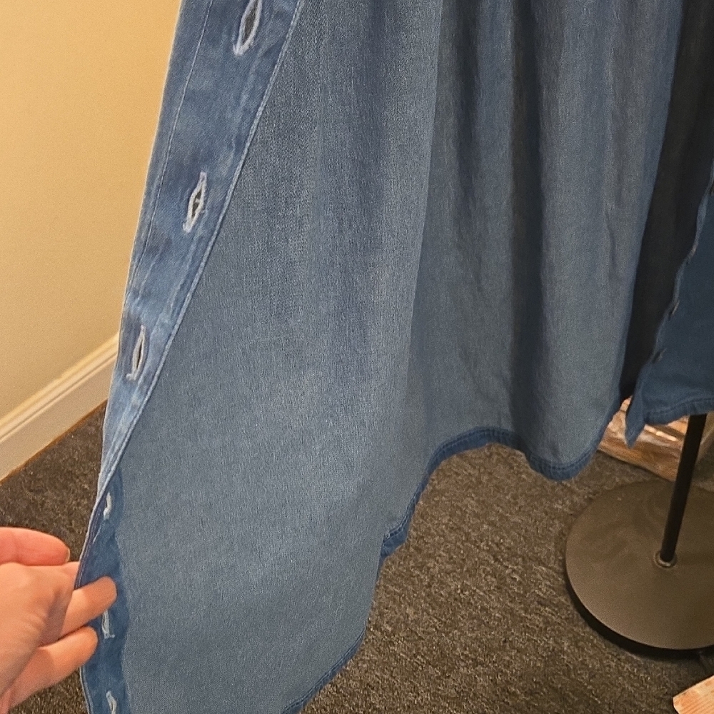 Vtg Blair Denim Blue Button-Down Maxi Dress Or Duster. B 20 W 20 H 28 Lgth 45. - Picture 10 of 12